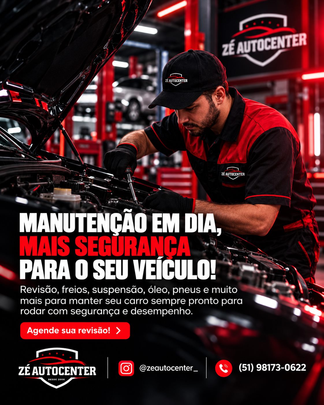 Equipe de mecânica trabalhando em um veículo na oficina